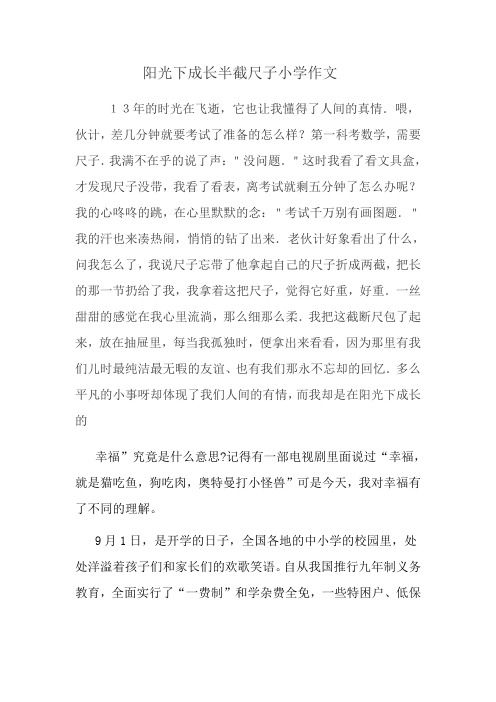 阳光下成长半截尺子小学作文