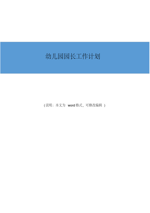 2020年幼儿园园长年度工作计划