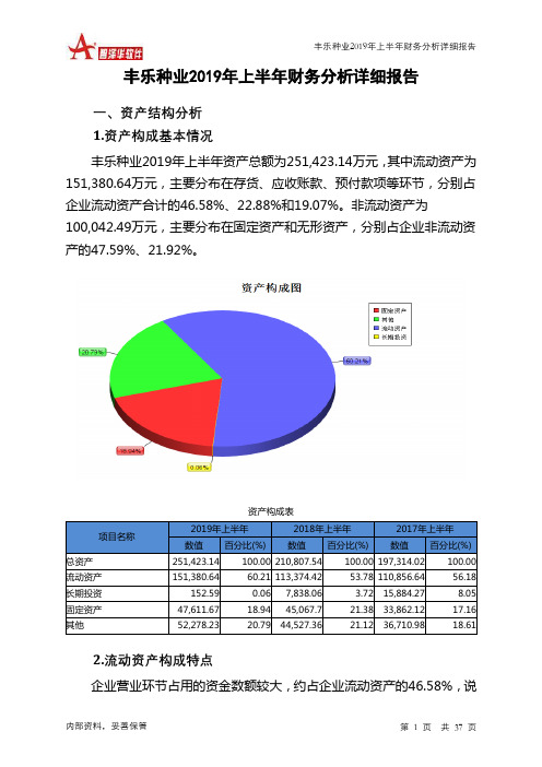丰乐种业2019年上半年财务分析详细报告