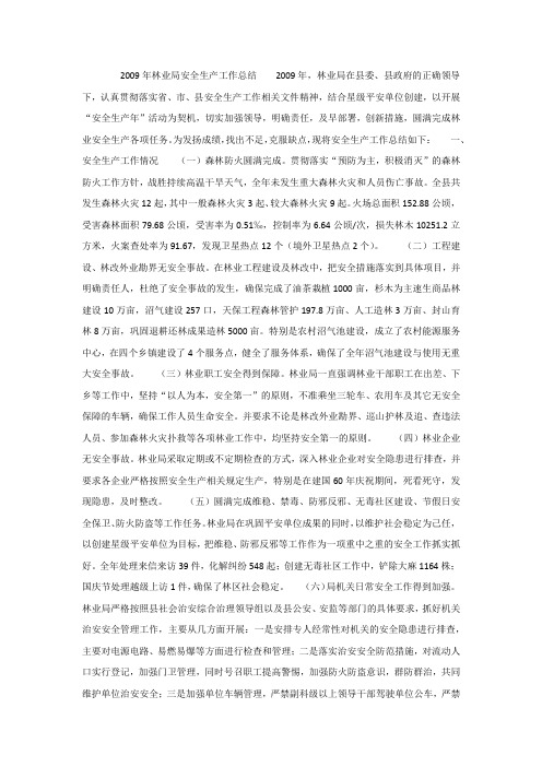 林业局安全生产工作总结