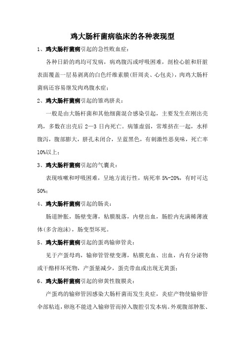 鸡大肠杆菌病的类型