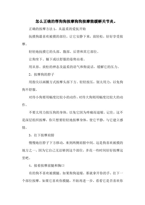 怎么正确的帮狗狗按摩狗狗按摩能缓解关节炎