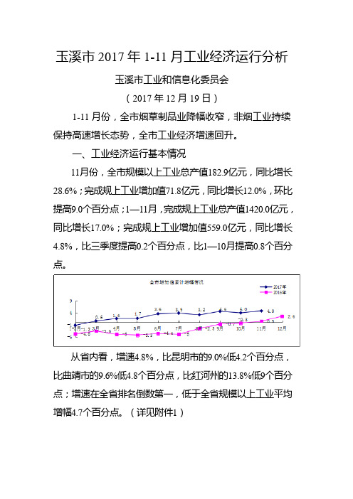 玉溪111月工业经济运行分析
