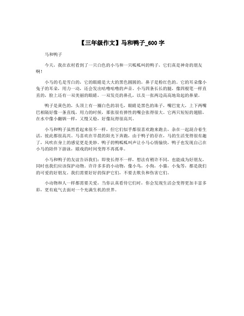 【三年级作文】马和鸭子_600字