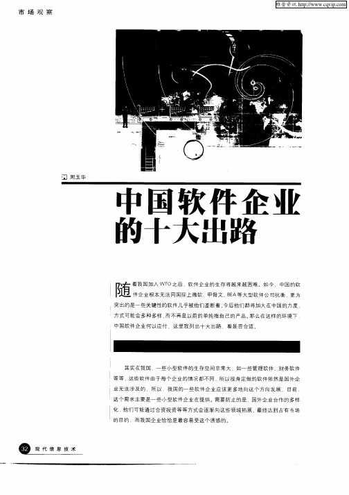 中国软件企业的十大出路