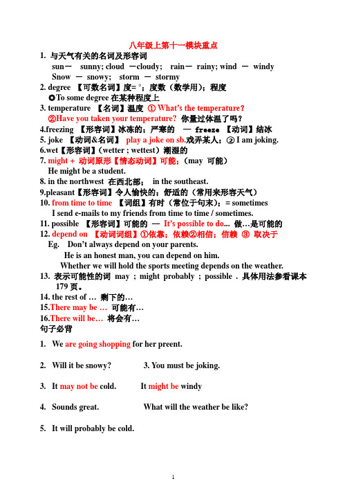 外研版八年级上,第十一模块重点精讲