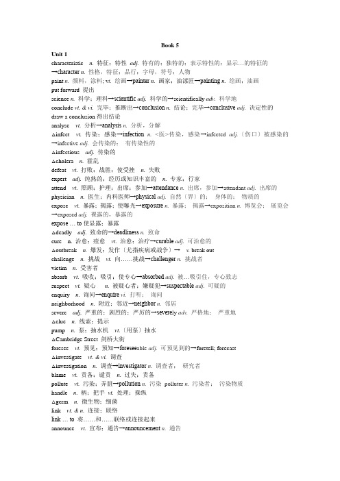 高中英语必修五单词词型转换(人教版)