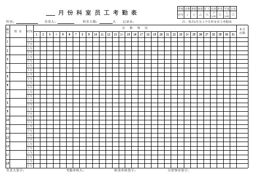 月份科室员工考勤表Excel表格模板