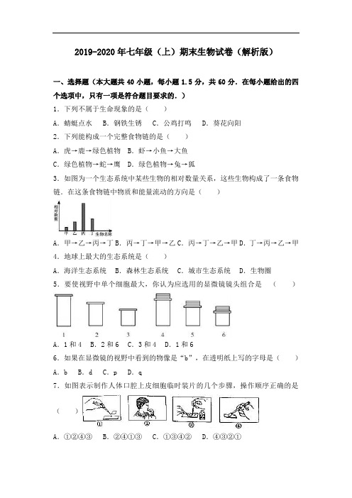 2019-2020年七年级(上)期末生物试卷(解析版)