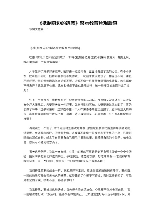 《抵制身边的诱惑》警示教育片观后感