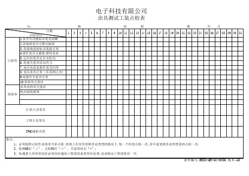 治具测试工装点检表