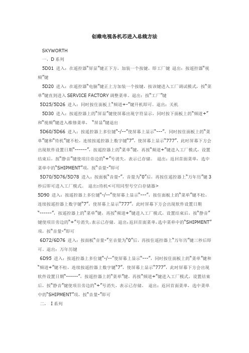创维电视各机芯进入总线方法