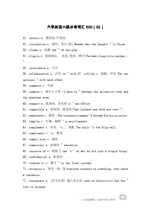 大学英语六级必考词汇500(02)