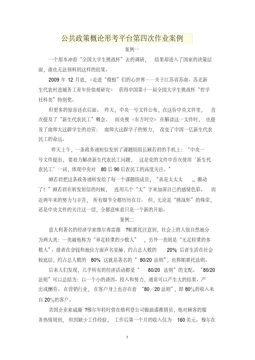 公共政策概论形考平台第四次作业案例