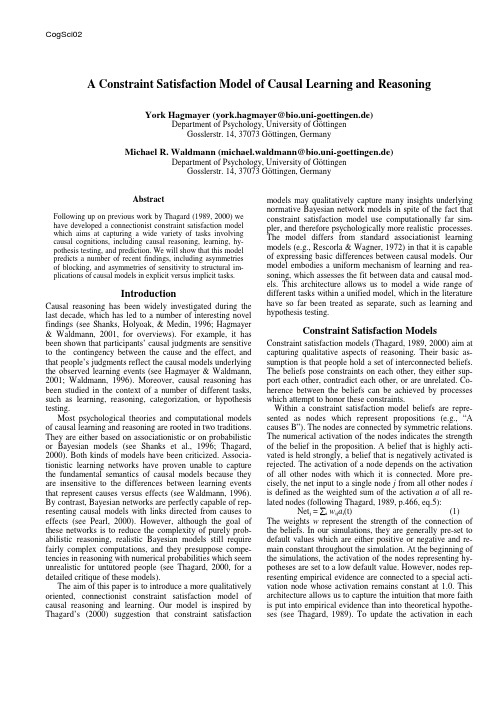 CogSci02 A Constraint Satisfaction Model of Causal Learning and Reasoning