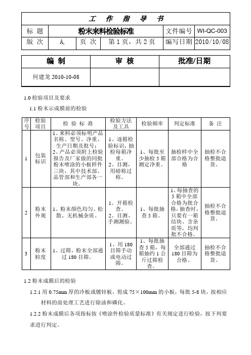 粉末来料检验标准QC003(已打印)