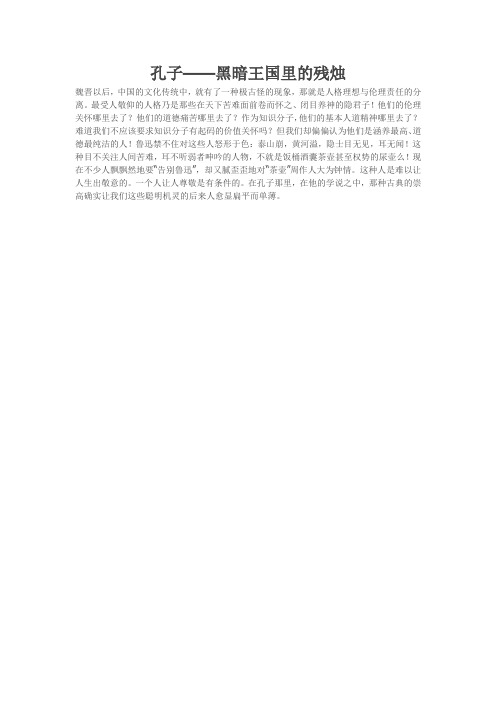 孔子,黑暗王国里的残烛