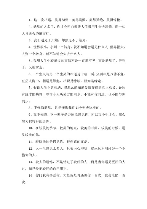 关于遇见的句子唯美短句 可遇不可求的完整句子