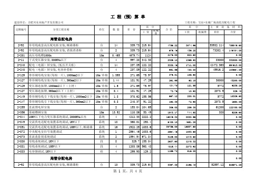 电力工程预算表
