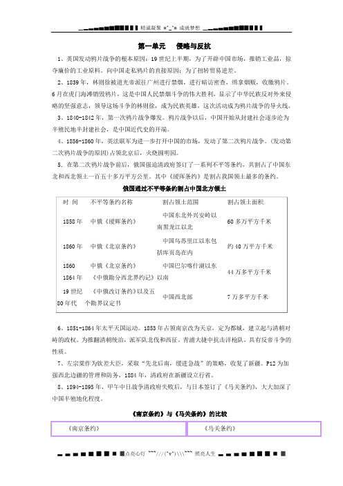 鲁教版历史七上《侵略与反抗》word复习教案