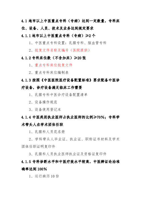 中医院二甲重点专科
