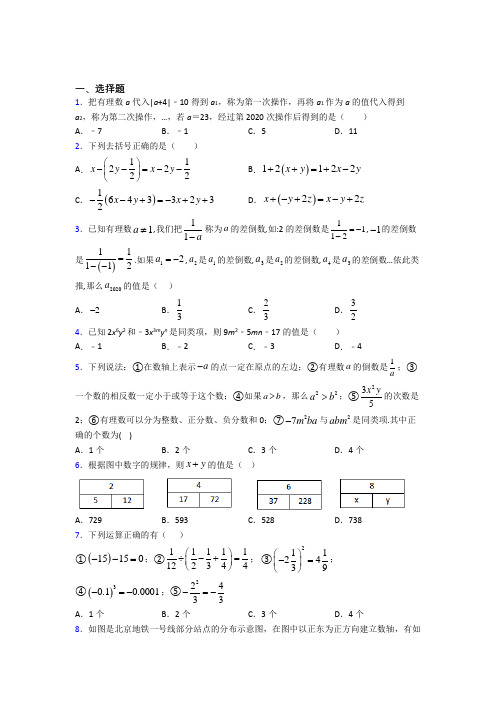 【鲁教版】七年级数学上期中试卷含答案