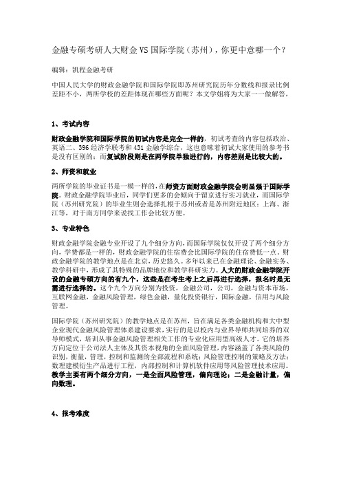 金融专硕考研人大财金VS国际学院(苏州),你更中意哪一个？