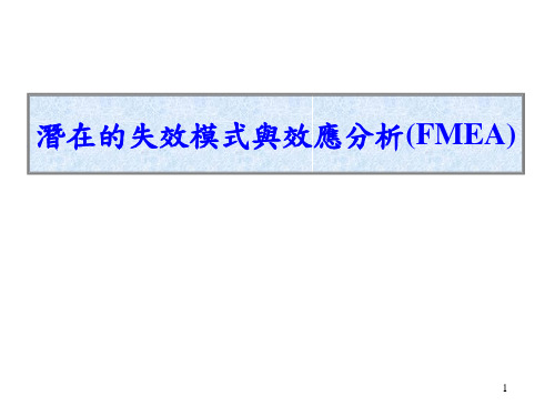 【培训课件】潜在的失效模式与效应分析(fmea)