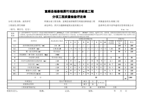 波形护栏质量检验评定表、报告单【范本模板】
