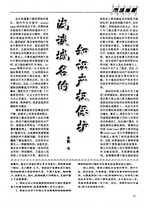浅谈域名的知识产权保护