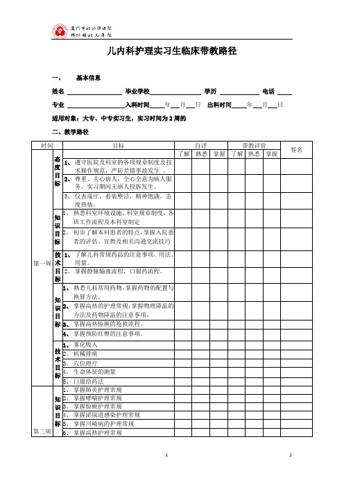 专科实习生填写表格