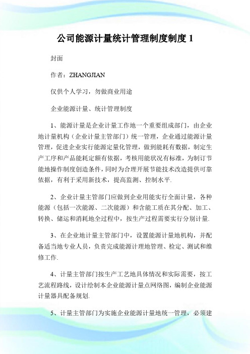 公司能源计量统计管理制度制度.doc