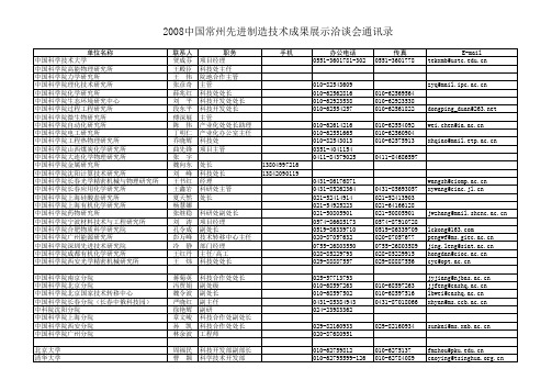 2008常州市先进制造技术成果个人资料