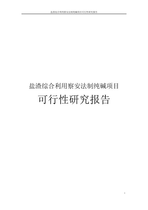 盐渣综合利用察安法制纯碱项目可行性研究报告