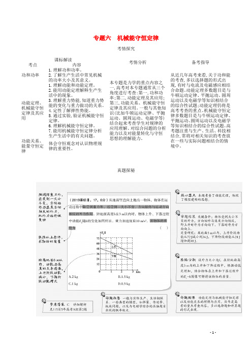 2021高考物理一轮复习专题六机械能守恒定律精练(含解析)