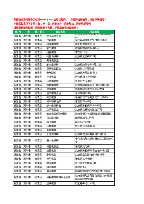 2020新版浙江省湖州市德清县棋牌工商企业公司商家名录名单黄页联系电话号码地址大全99家