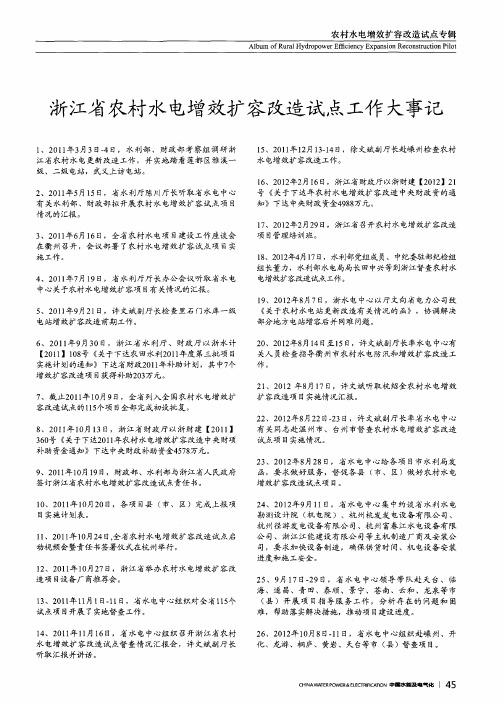 浙江省农村水电增效扩容改造试点工作大事记