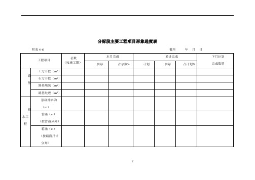 4-6分标段主要工程项目形象进度表