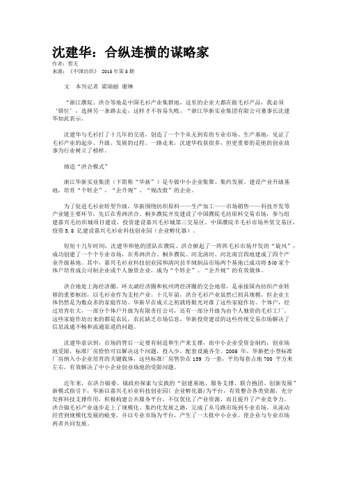 沈建华：合纵连横的谋略家