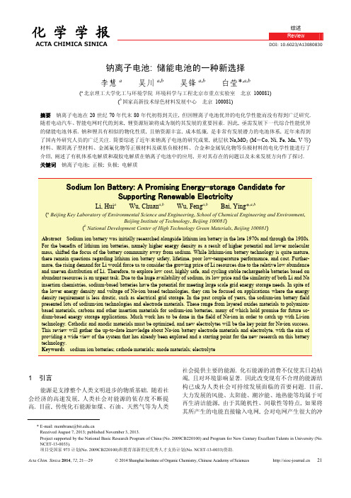 2016最新-钠离子电池：储能电池的一种新选择