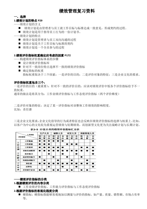 绩效管理复习资料