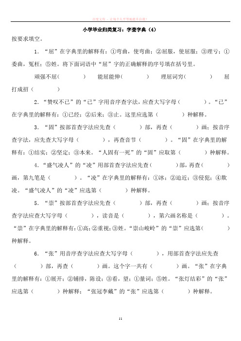 小学毕业复习——语文查字典专项练习题