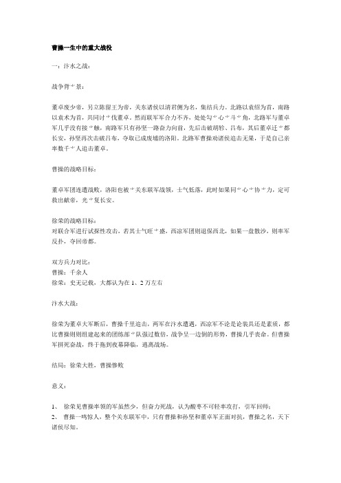 曹操一生中的重大战役
