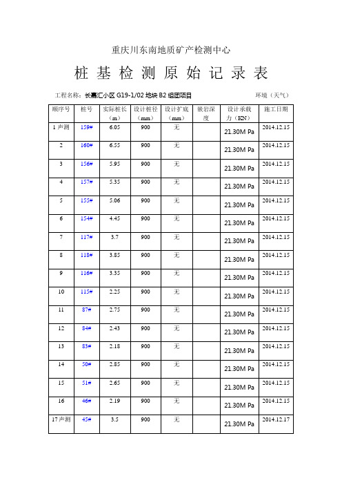桩 基 检 测 原 始 记 录 表