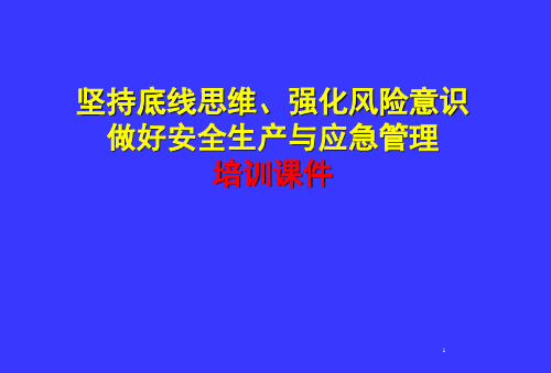 坚持底线思维、强化风险意识做好安全生产与应急管理培训课件