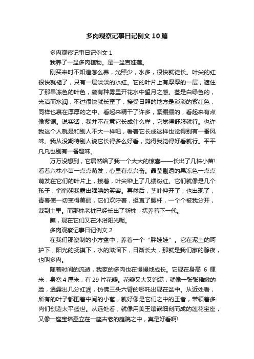 多肉观察记事日记例文10篇