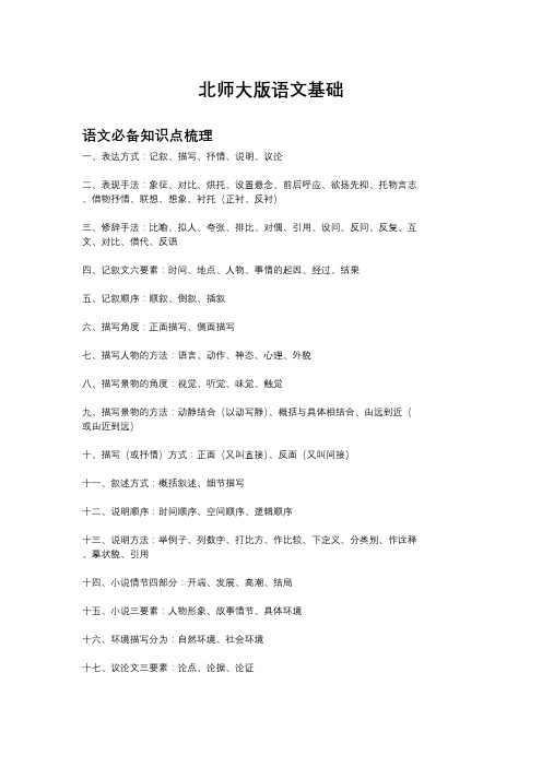 北师大版小学语文必备知识点梳理