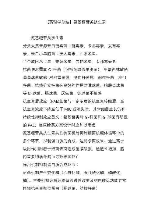 【药理学总结】氨基糖苷类抗生素