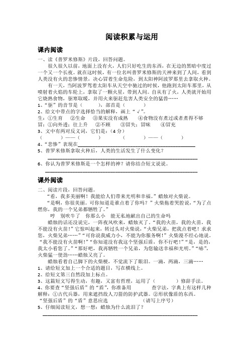 阅读积累与运用