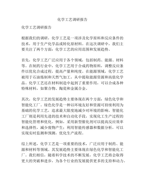 化学工艺调研报告